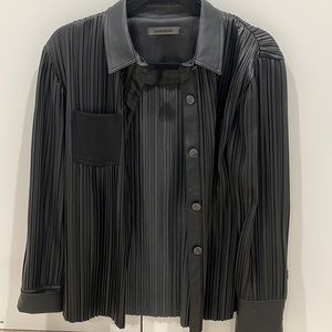 Black leather jacket button up